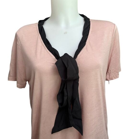 JASON WU for Target Blush Pink Vneck Bow Tie Short Sleeve Blouse size Medium NEW - Picture 2 of 10